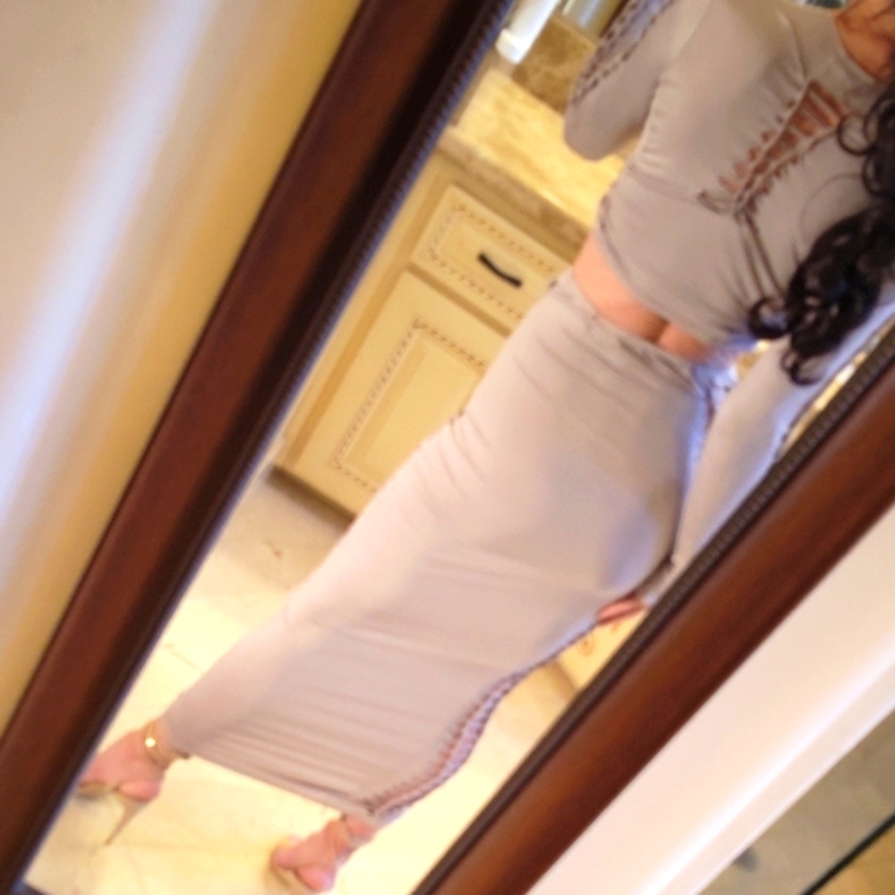 Fashion Nova Stylish Gray Midi Skirt Set, S - Picture 11 of 16